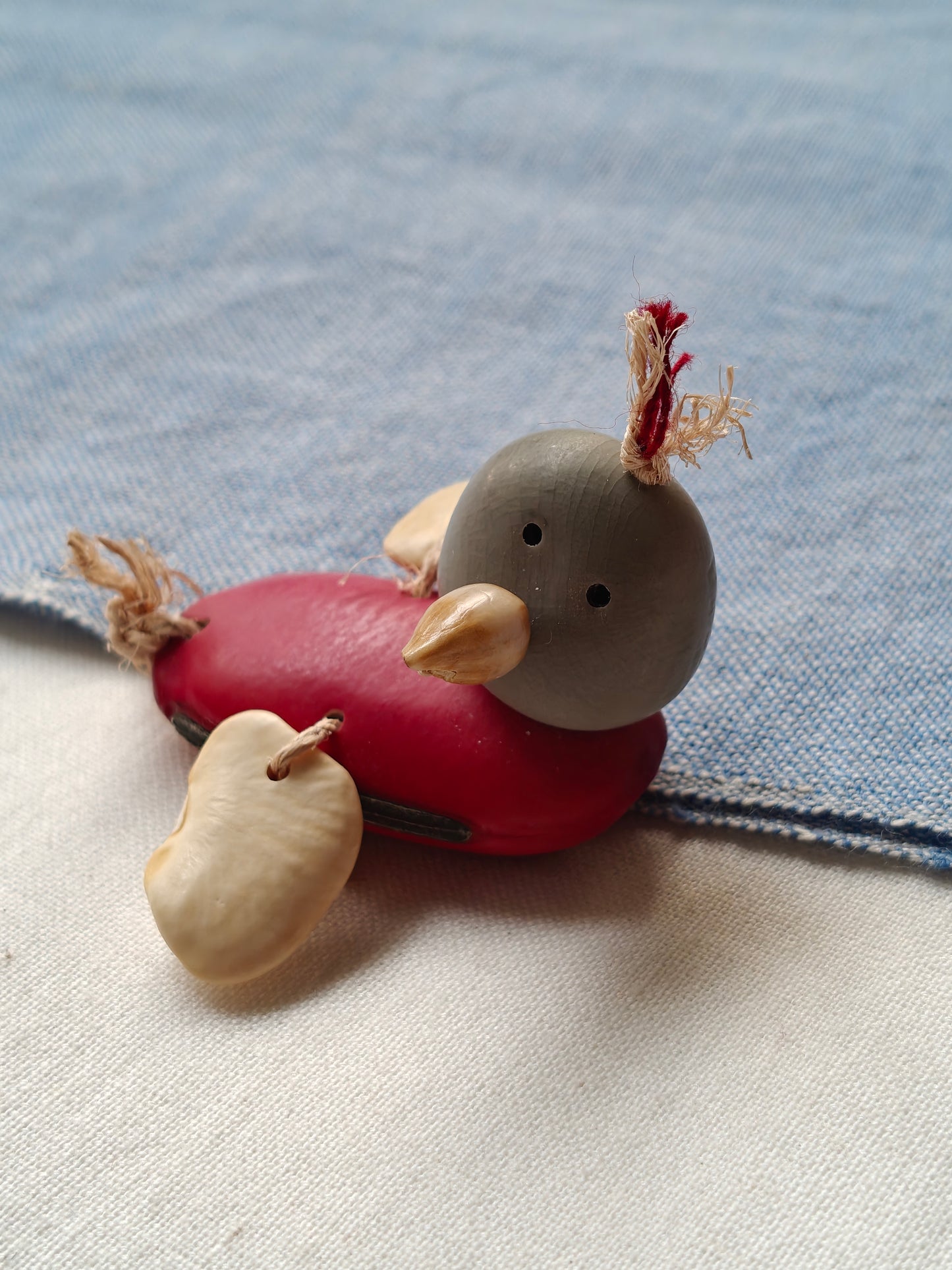 Pretty bird doll - Hancrafted with seeds