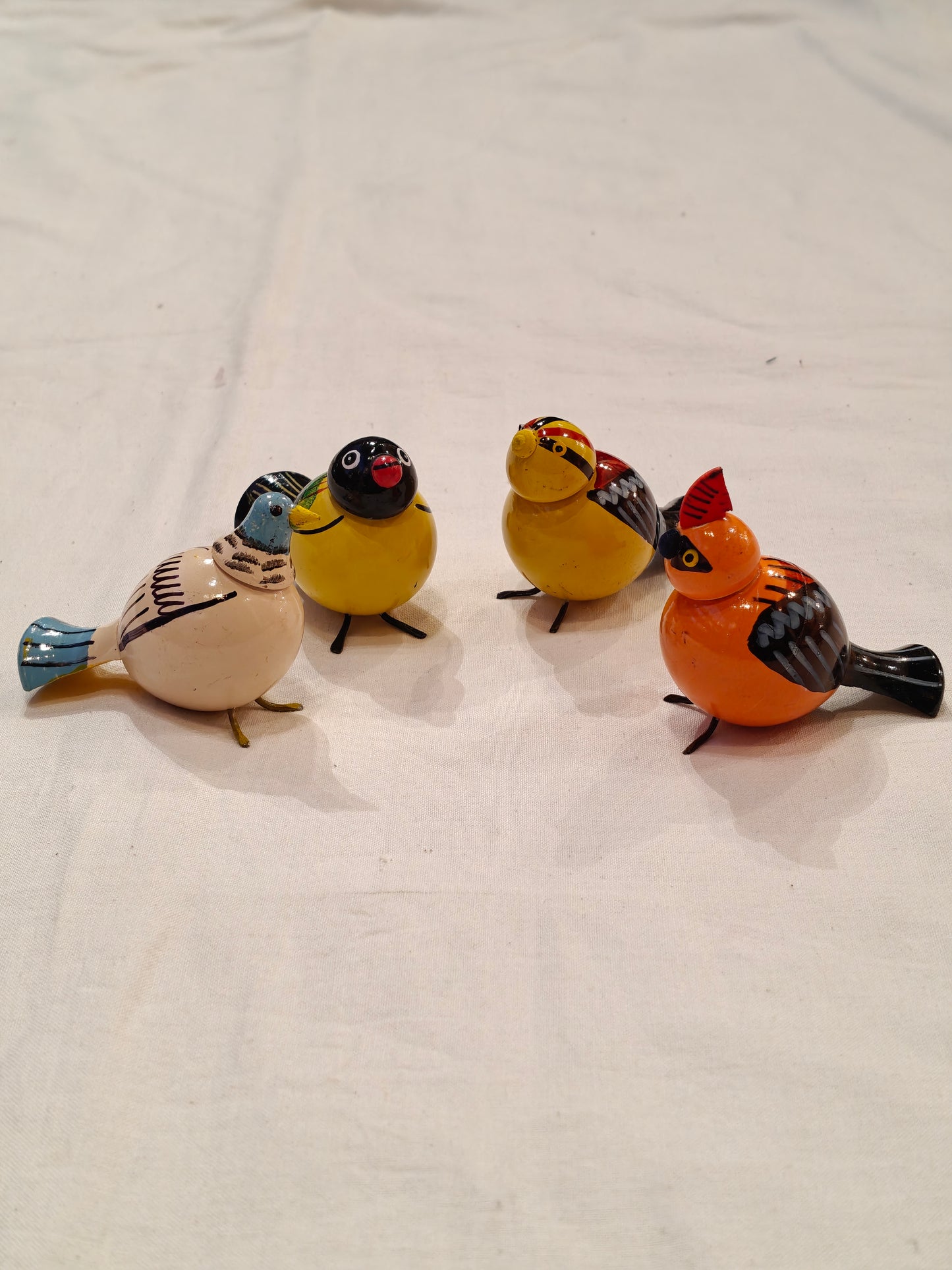 Colourful hand-painted, handcrafted wooden birds - color options available