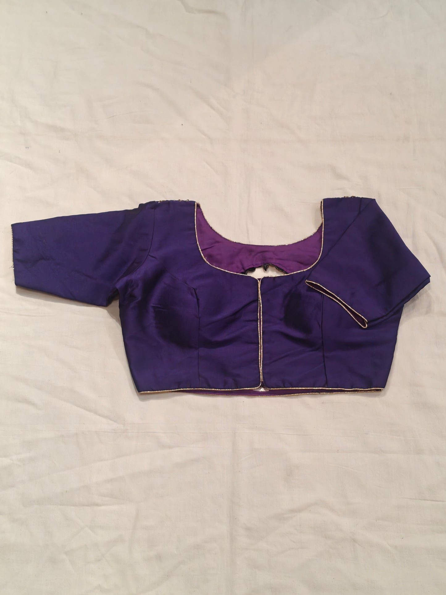 Art silk blouse with stone work and hand embroidery on back
