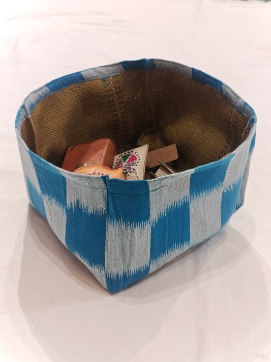Jute and cotton hand crafted reversible organizer