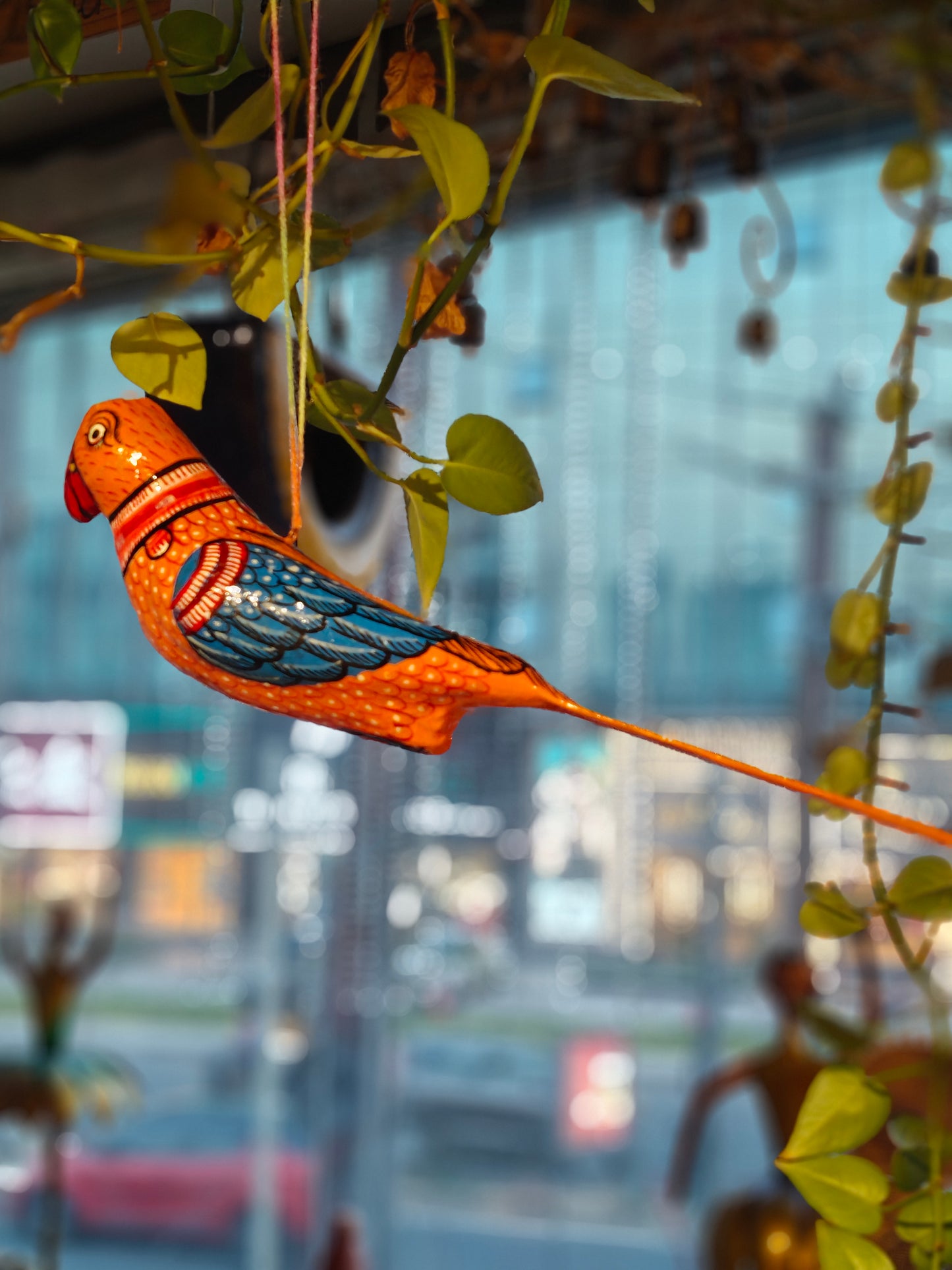 Patachitra colorful hand-painted papier mache parrots - multiple colors available