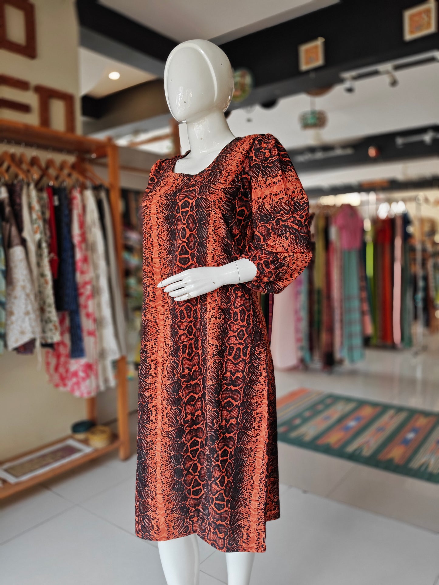 Orange and black animal printed dress