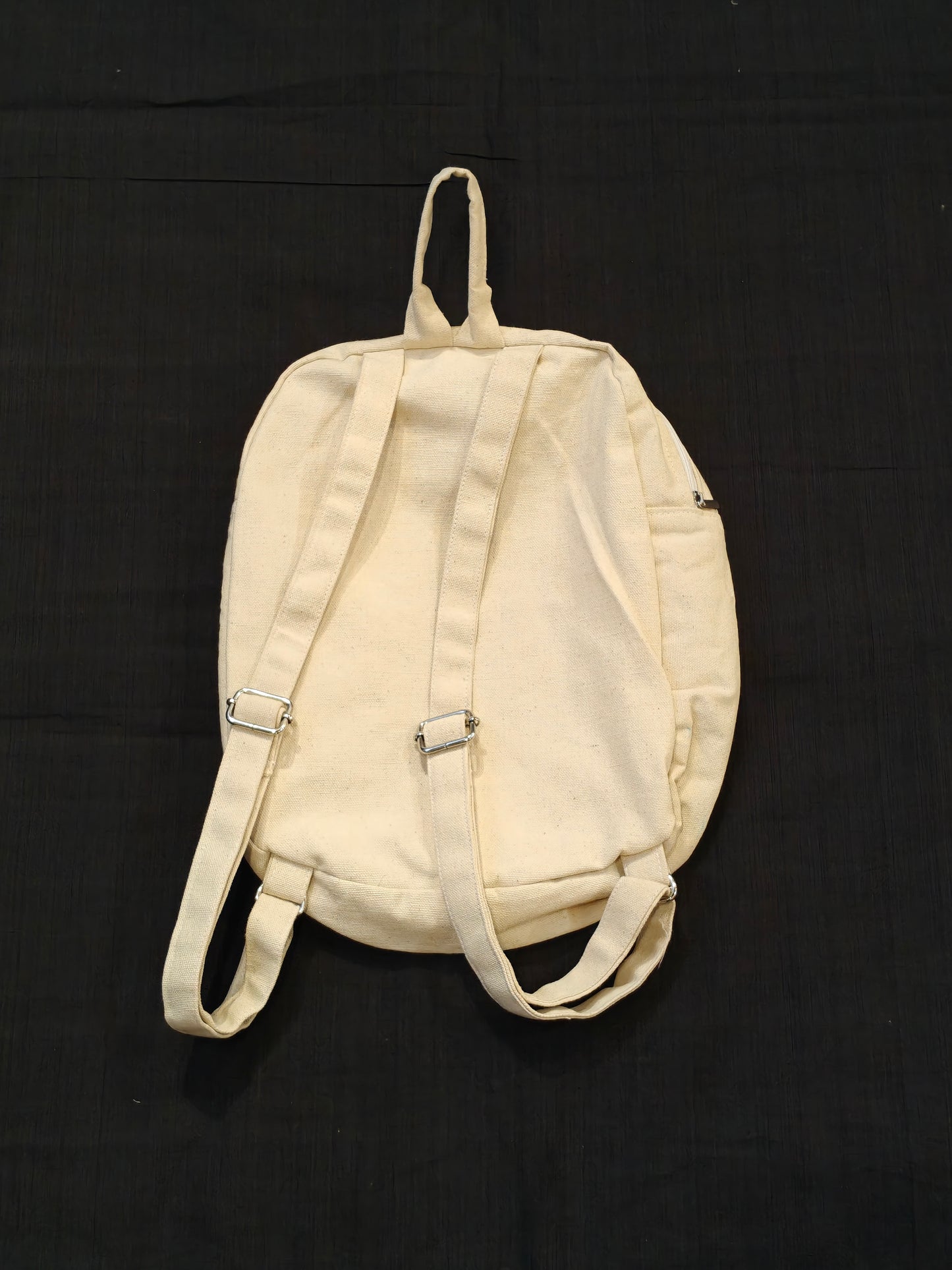 Little girl hand painted Off white canvas backpack with multiple compartments