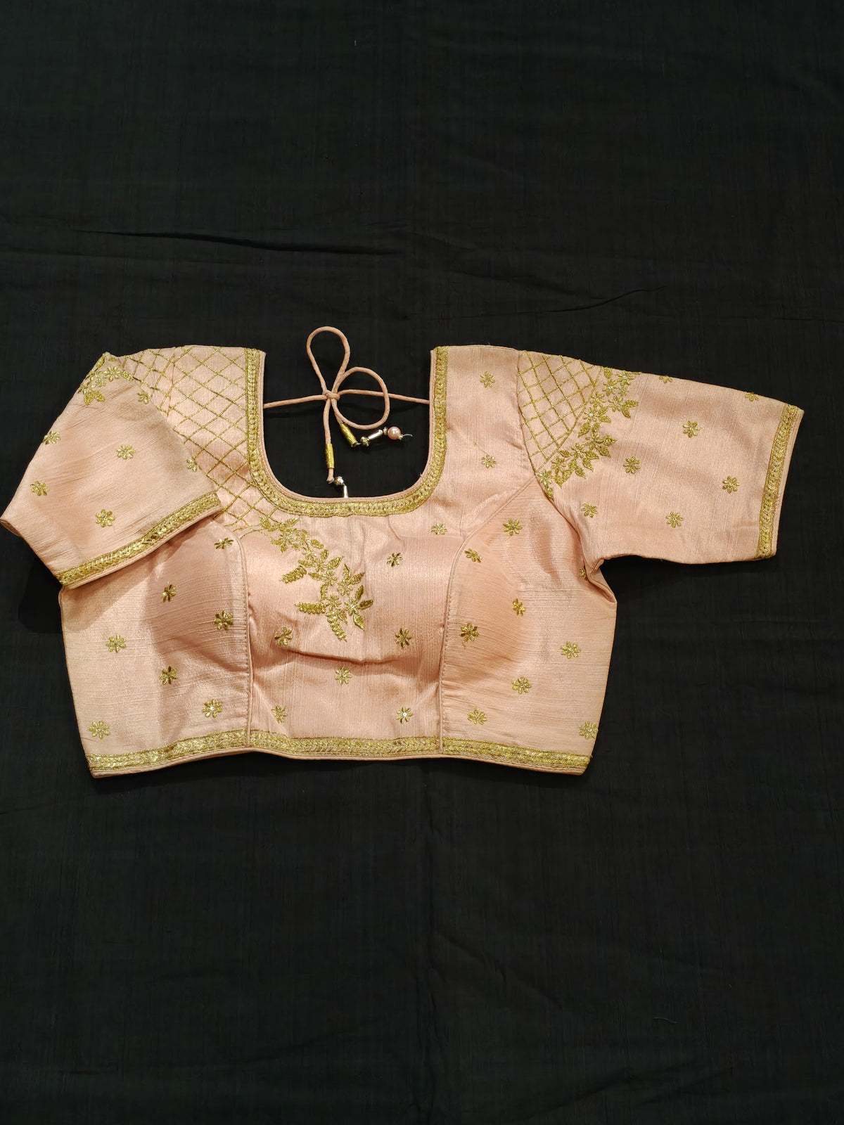 Saree blouse with gold zari embroidery and floral motifs - click to see colors