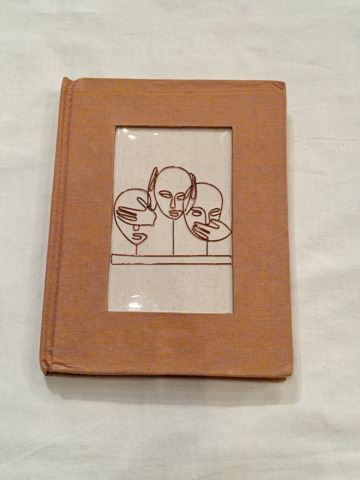 Copper line art covered handmade paper notebook - handcrafted gifts - designs and colors available