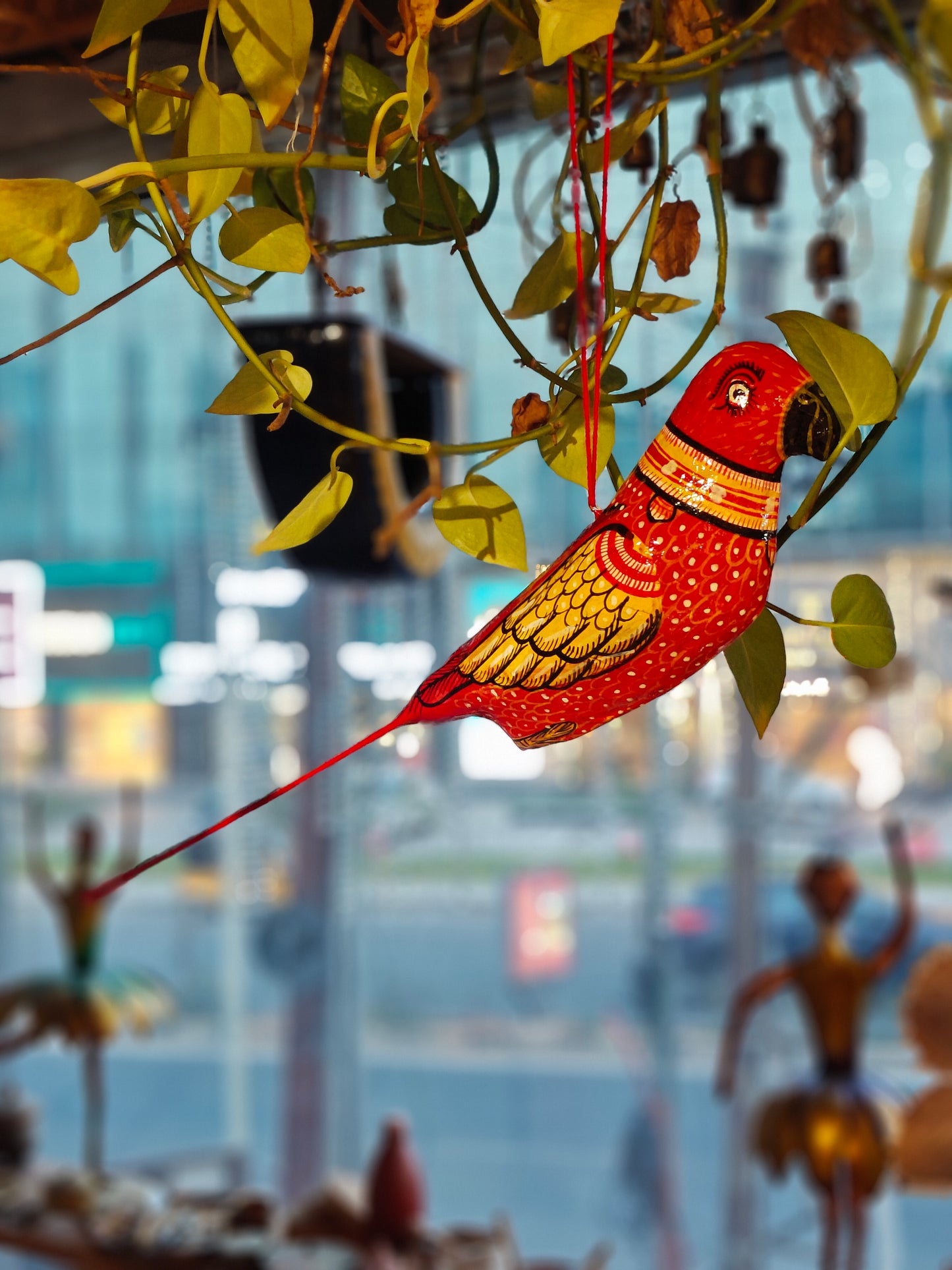 Patachitra colorful hand-painted papier mache parrots - multiple colors available