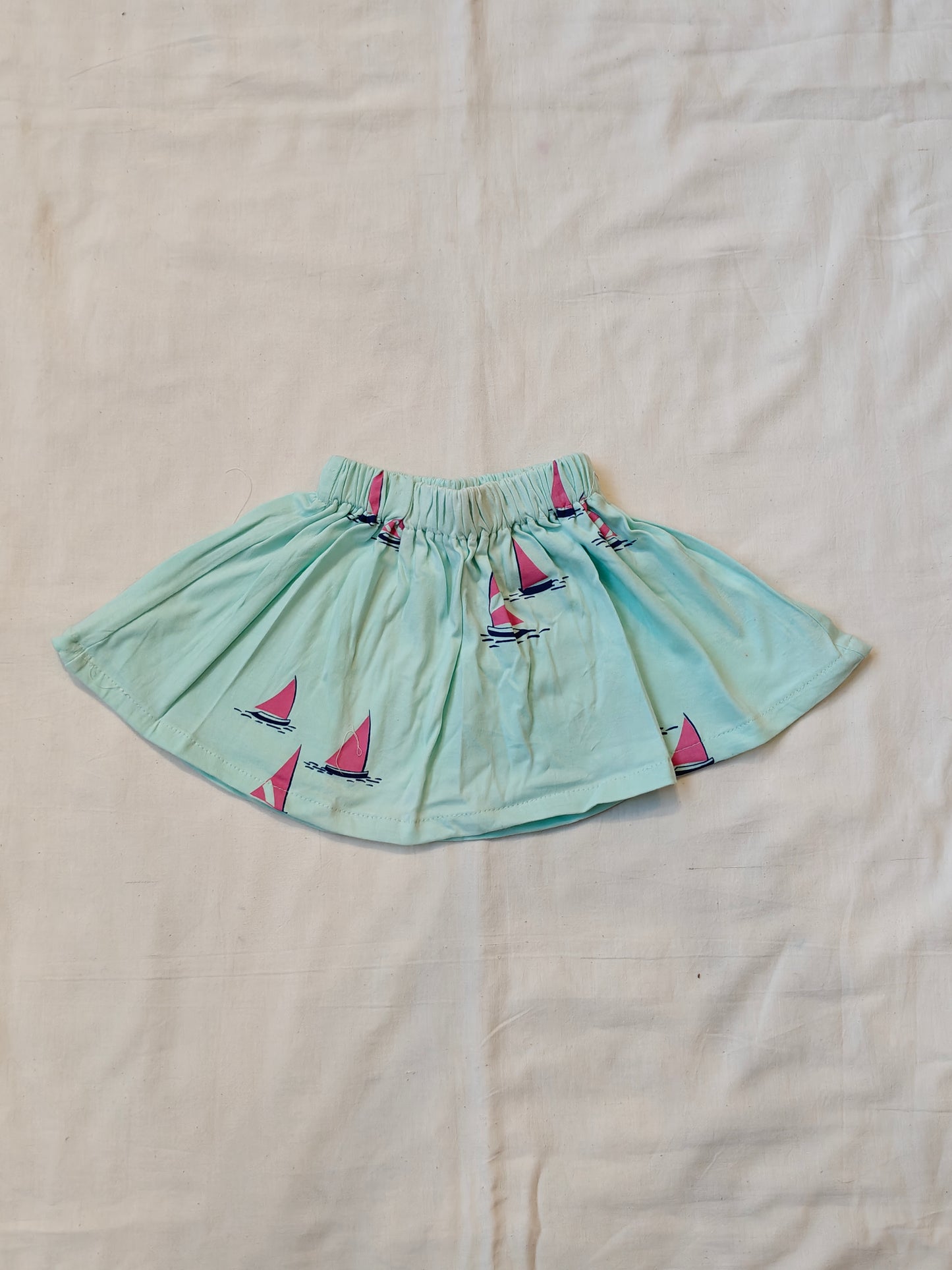 Aruba blue with boat prints skirt for girls