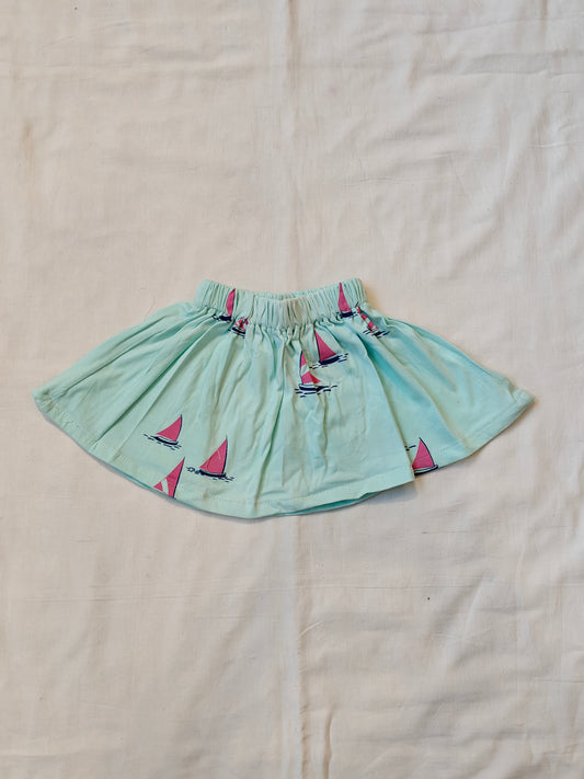 Aruba blue with boat prints skirt for girls