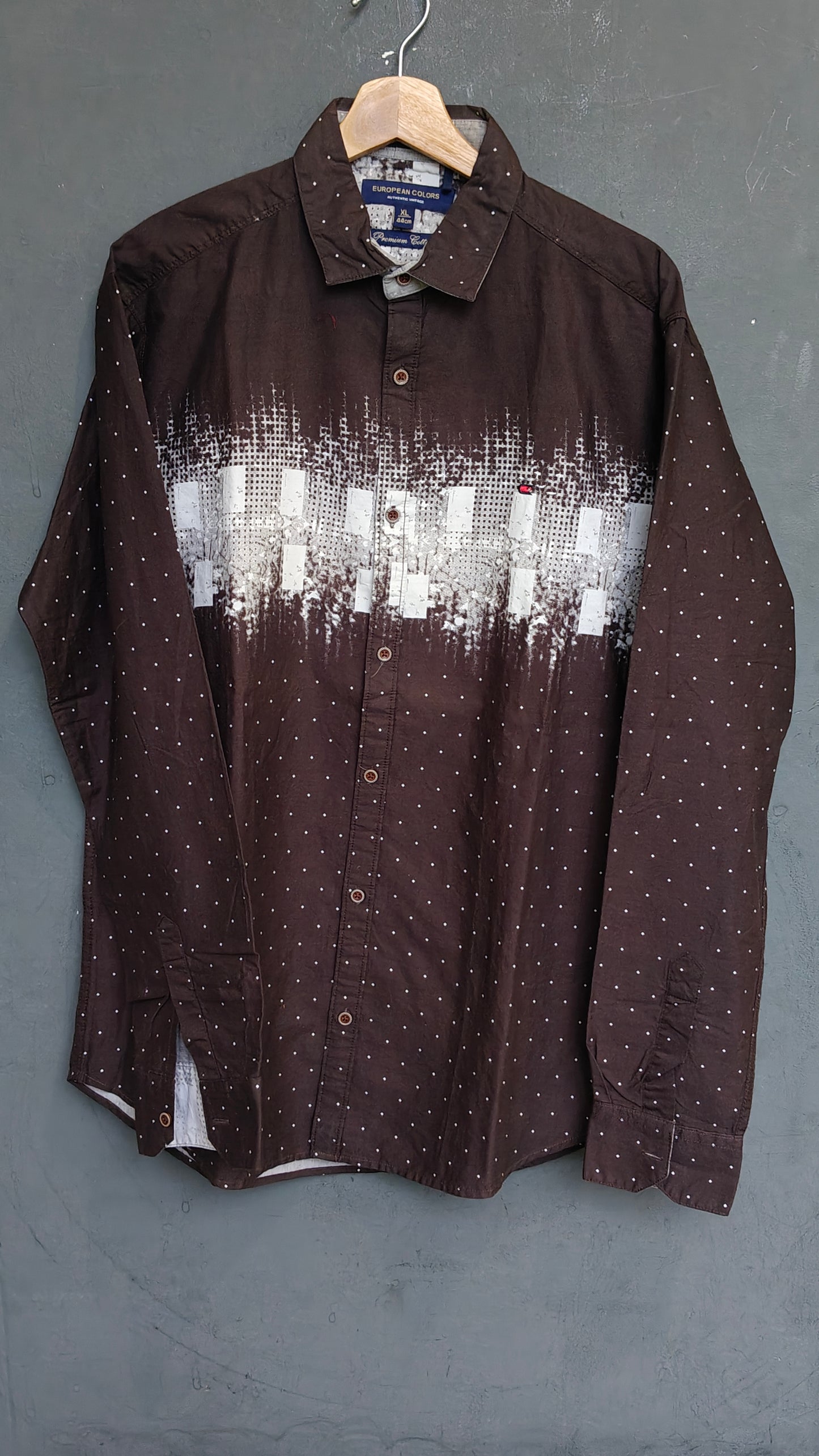 Brown dots printed cotton shirt for men