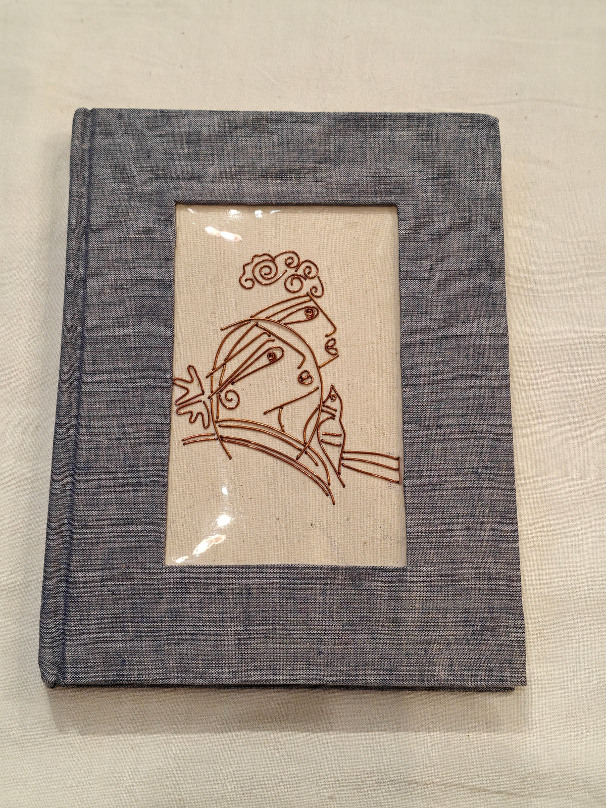 Copper line art covered handmade paper notebook - handcrafted gifts - designs and colors available