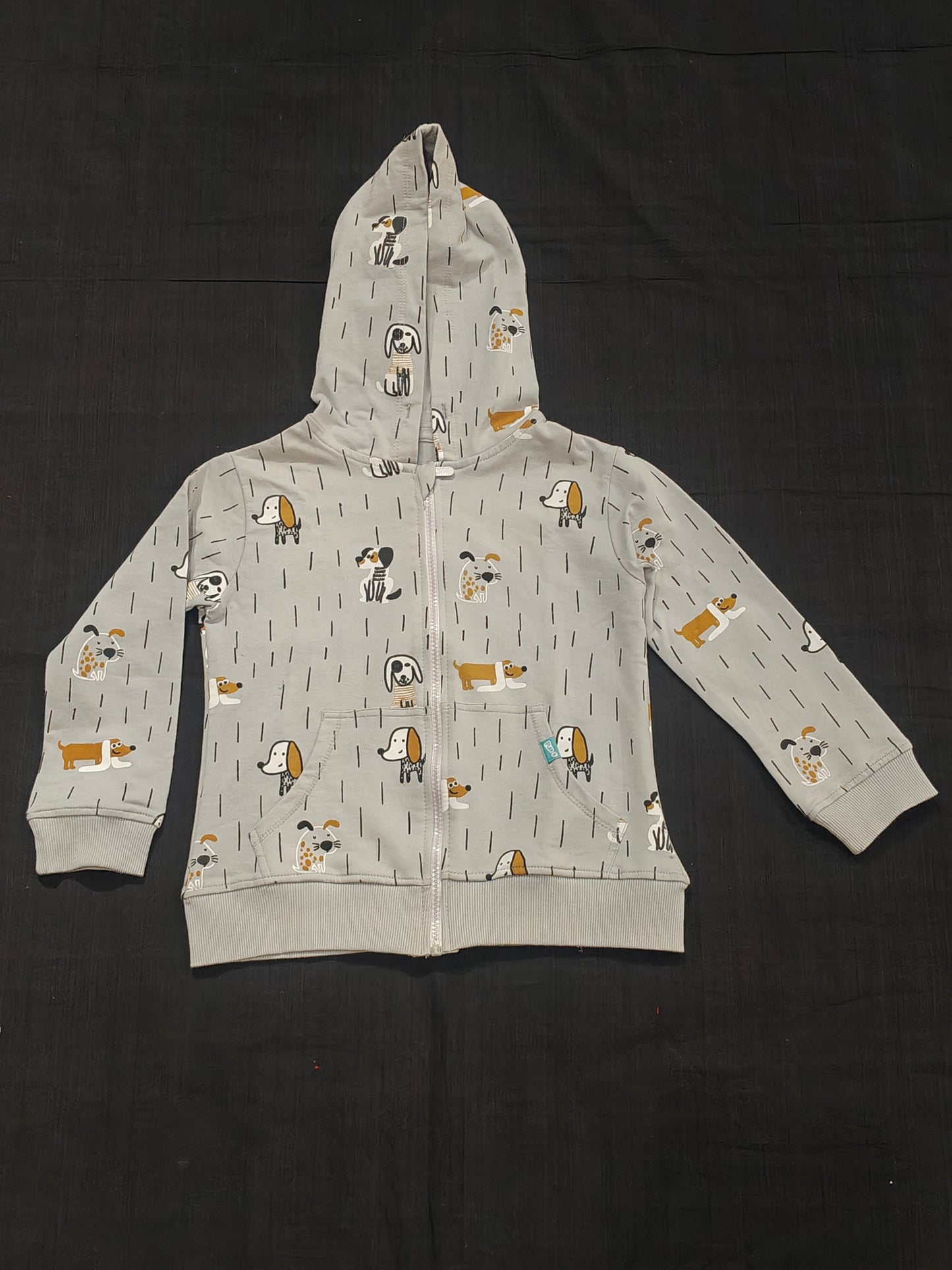 Grey hoodie for kids with doggie prints