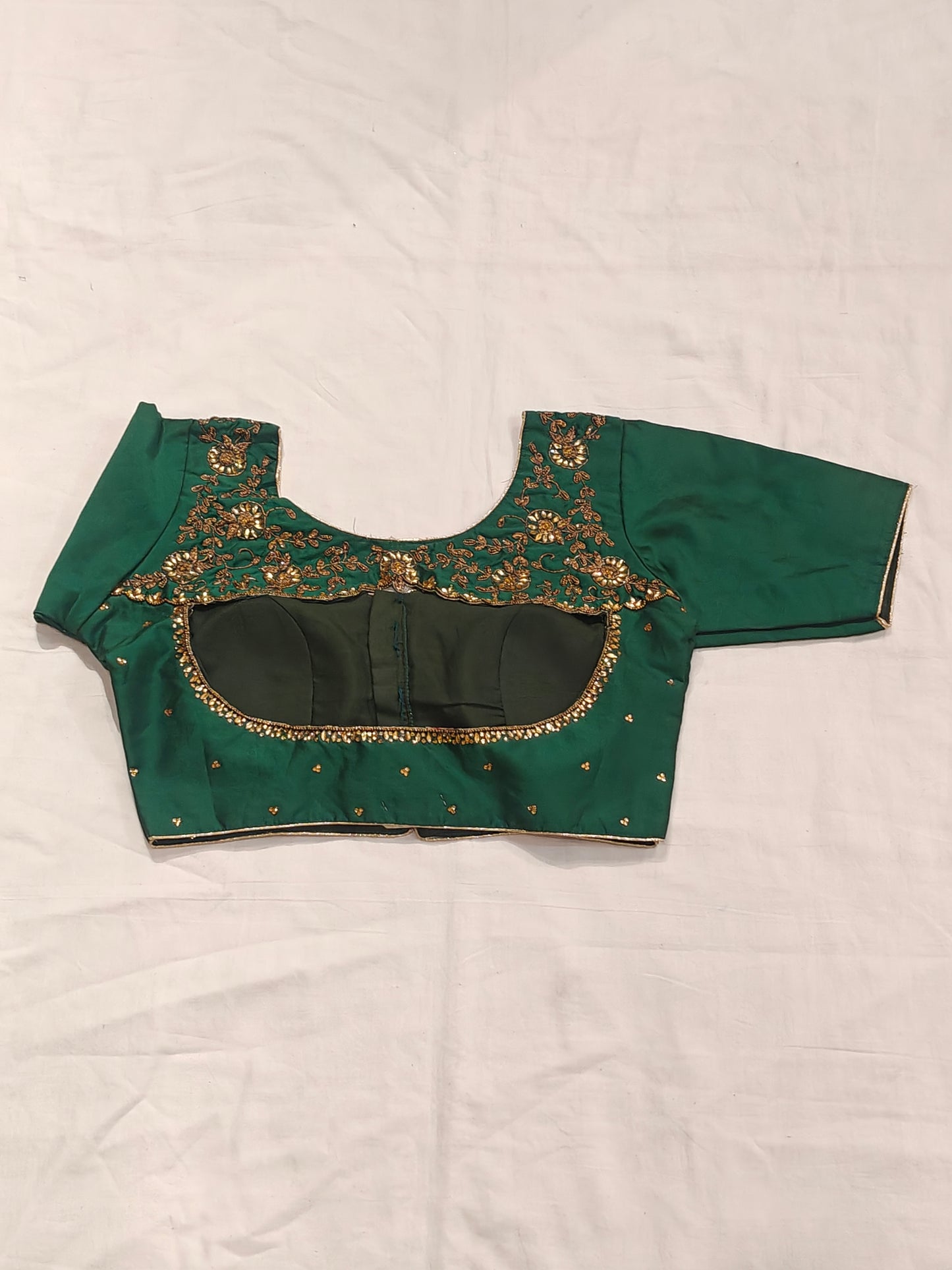 Art silk blouse with stone work and hand embroidery on back