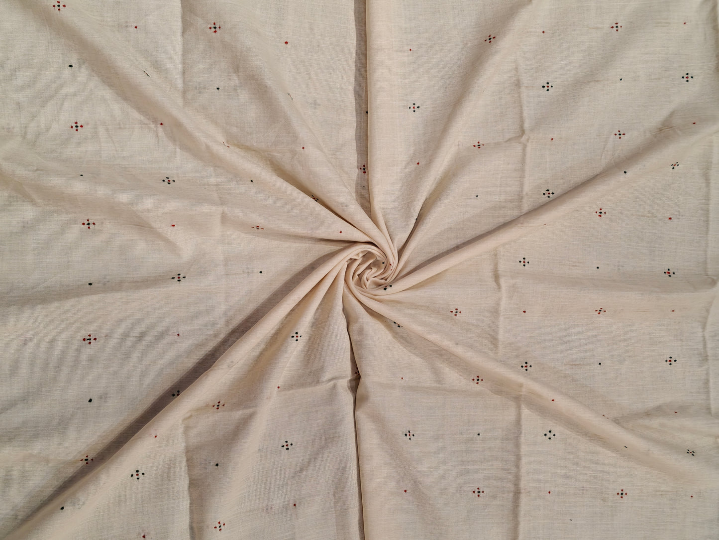 Off white tangaliya dot pattern soft cotton handwoven fabric