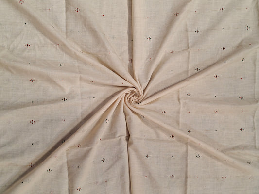 Off white tangaliya dot pattern soft cotton handwoven fabric