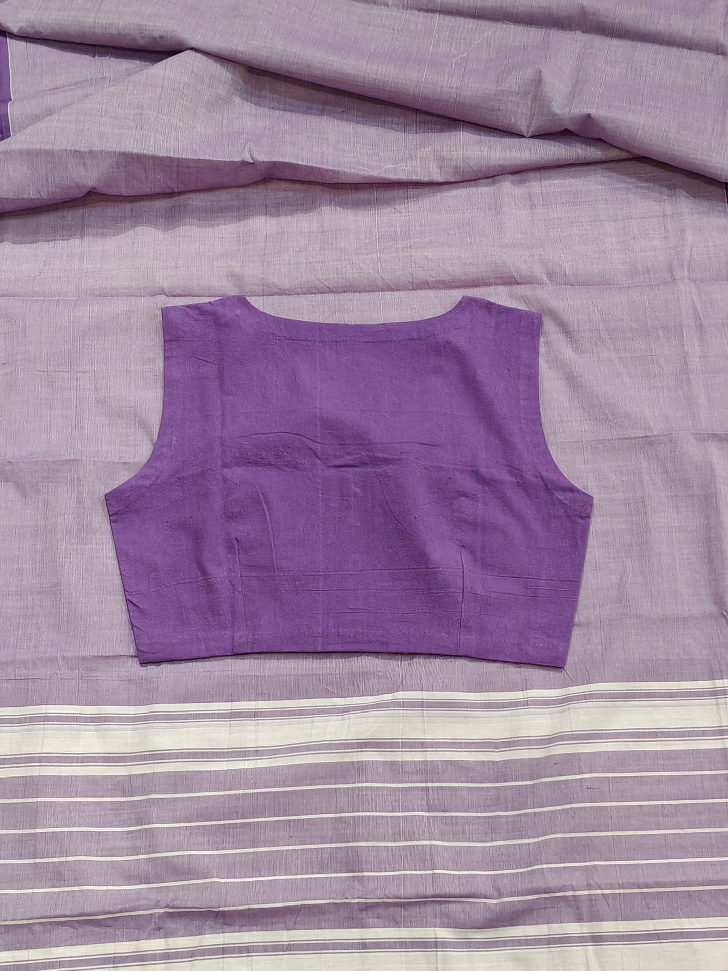 Plain V-neck sleeveless hand spun , hand woven cotton blouse - color options available