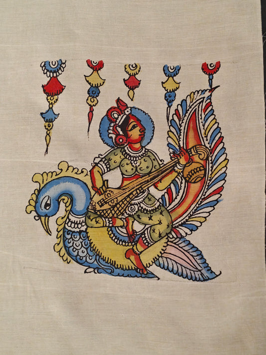 Silk pen Kalamkari hand painted patch - designs available