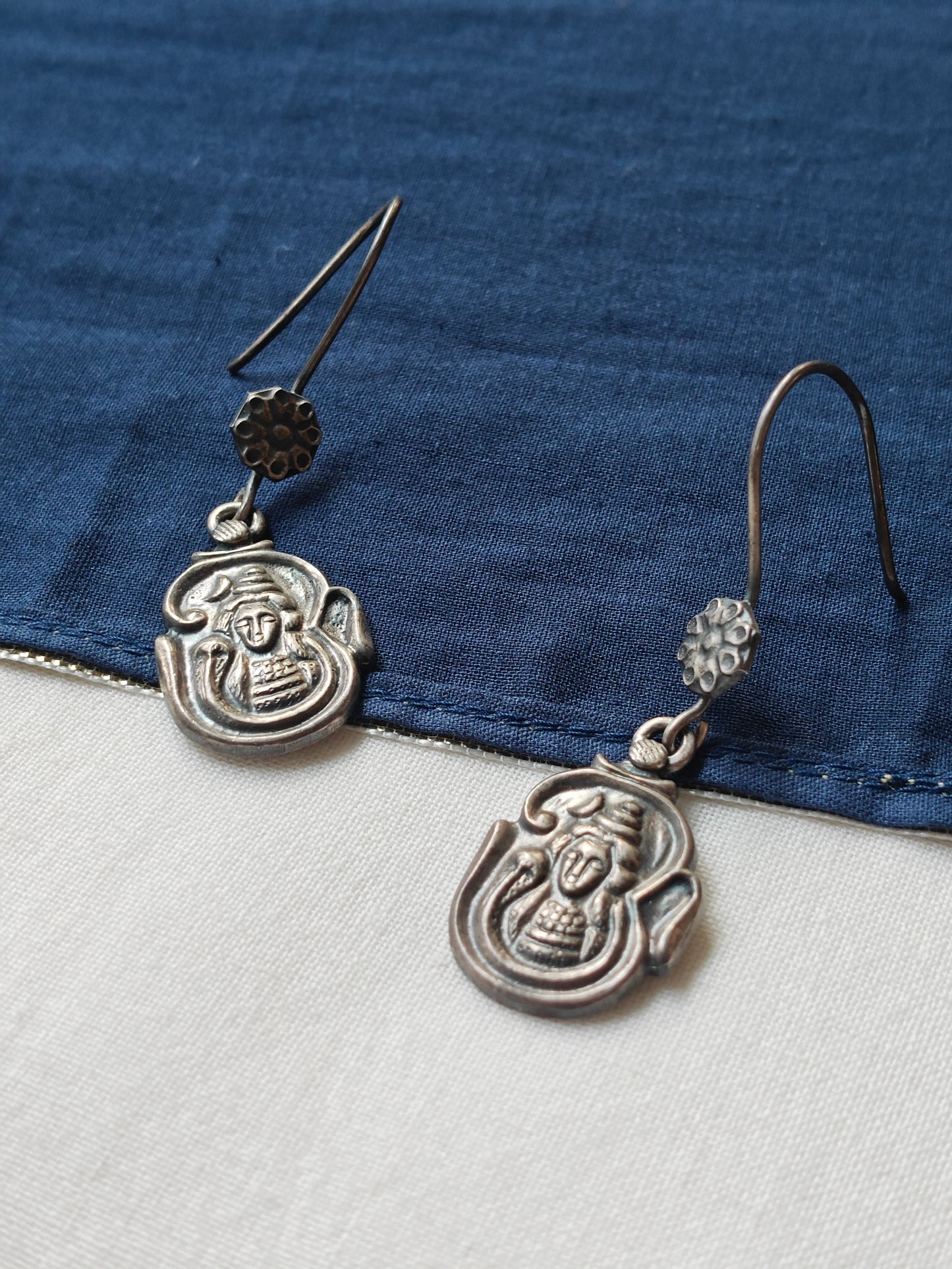 Shiva in Om hooks in 92.5 sterling silver