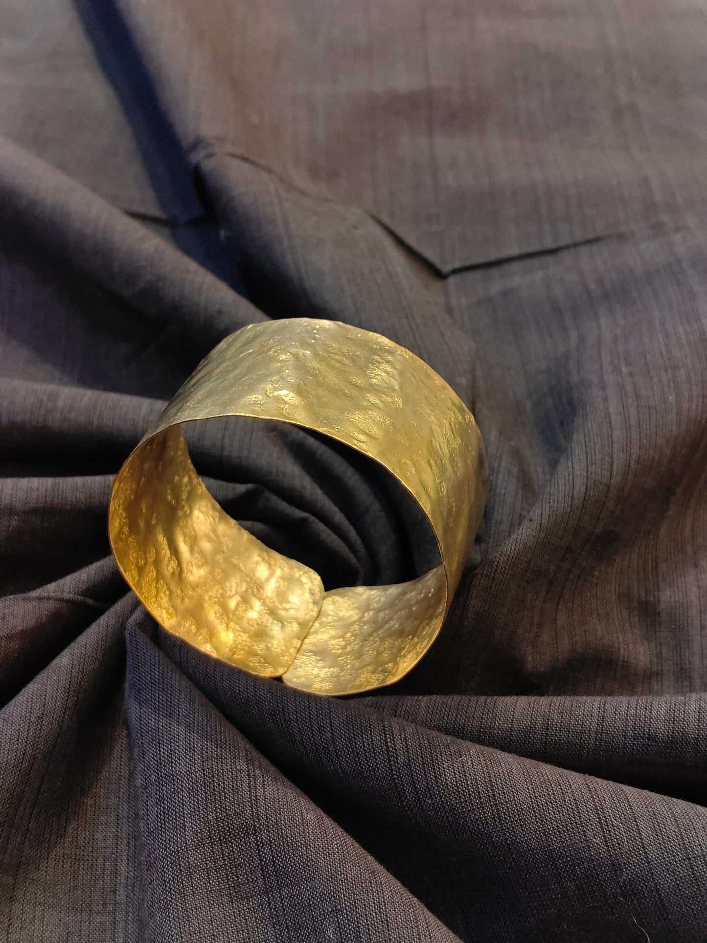 Hammered handcrafted cuff bracelet in brass