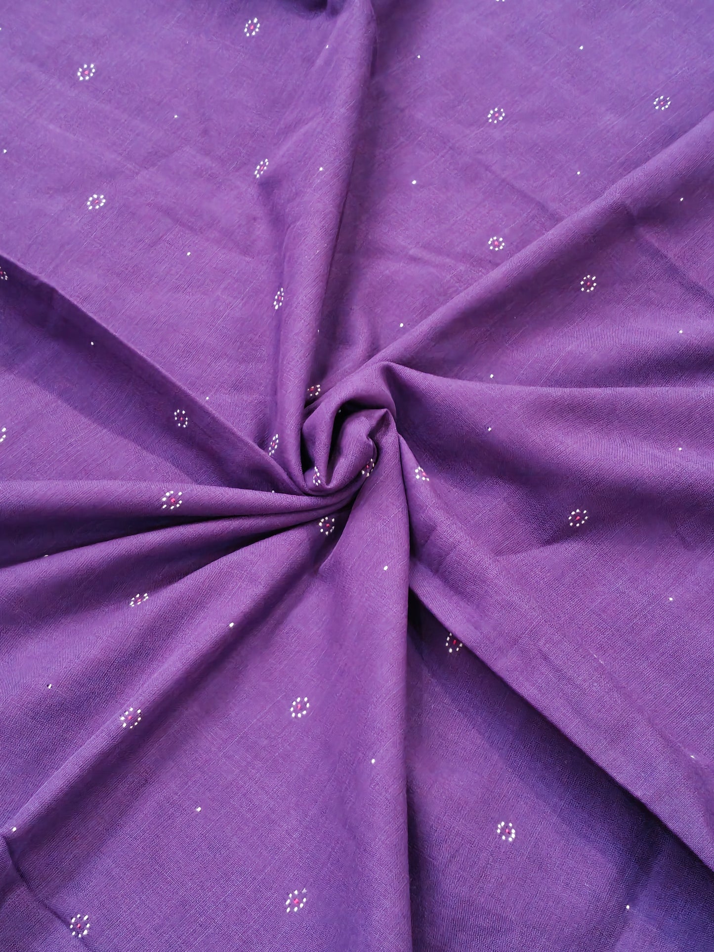 Purple tangaliya dot pattern soft cotton handwoven fabric