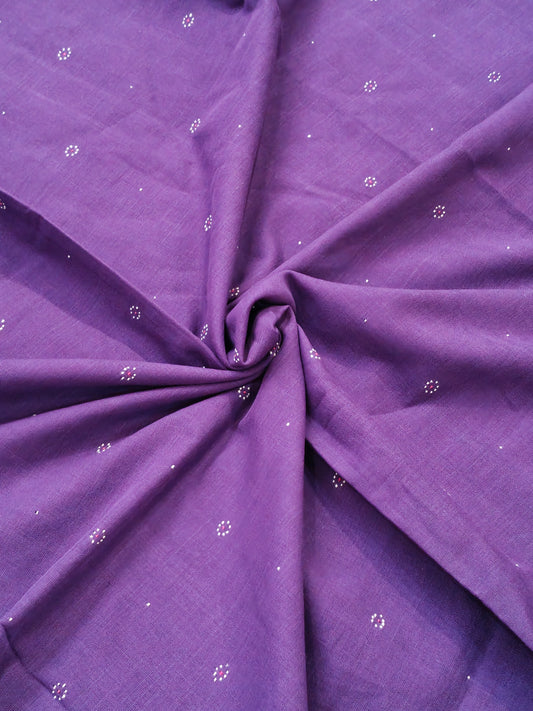 Purple tangaliya dot pattern soft cotton handwoven fabric