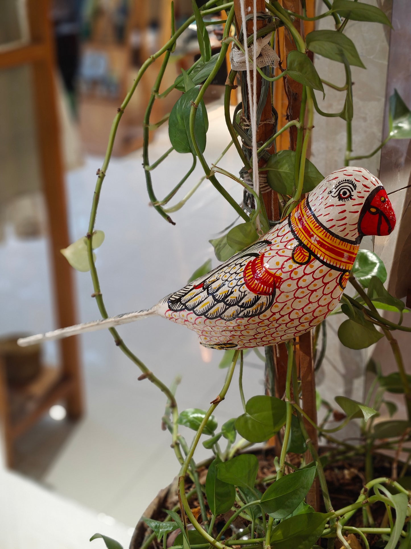 Patachitra colorful hand-painted papier mache parrots - multiple colors available