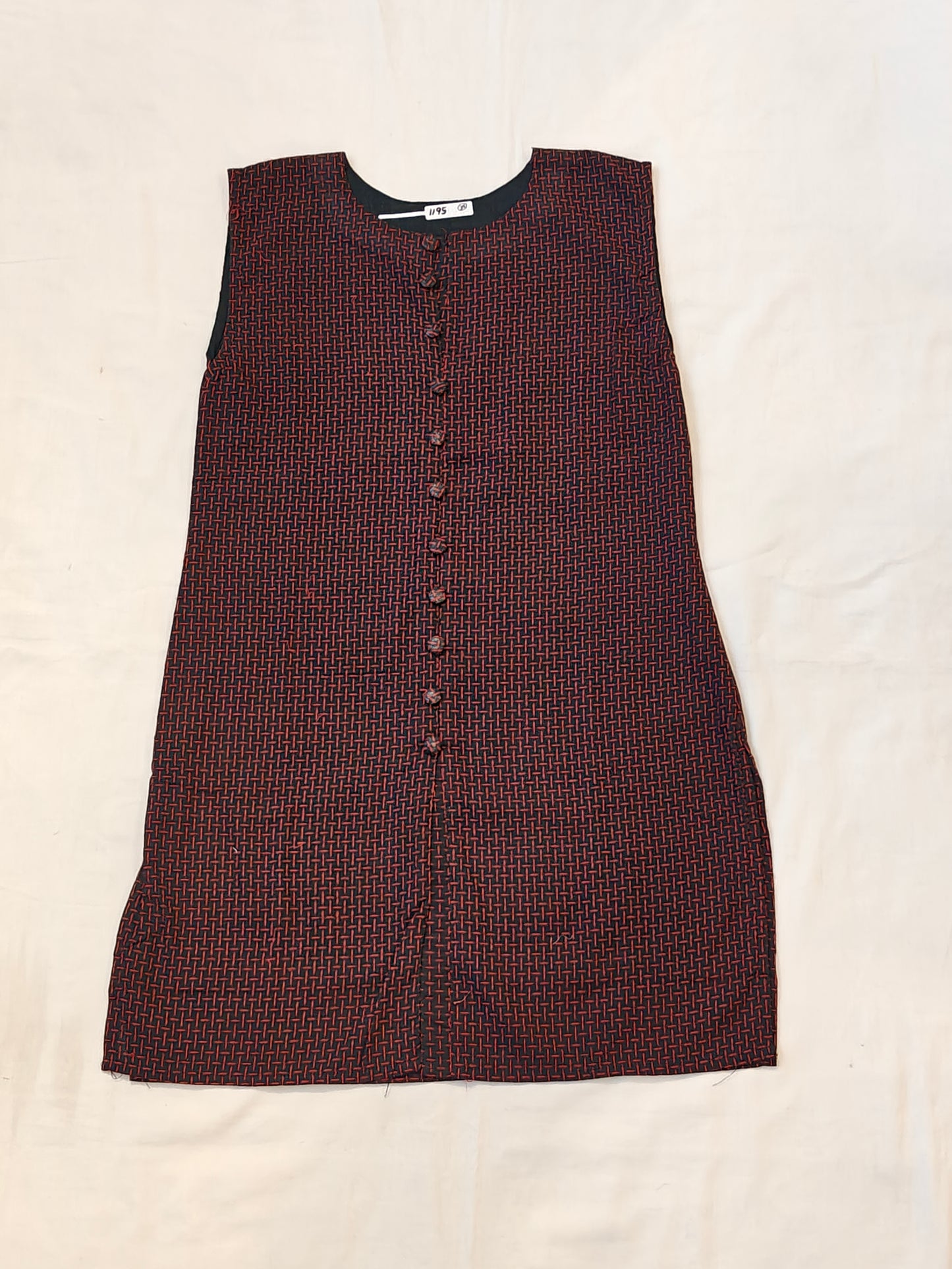Black and red thread work cotton top