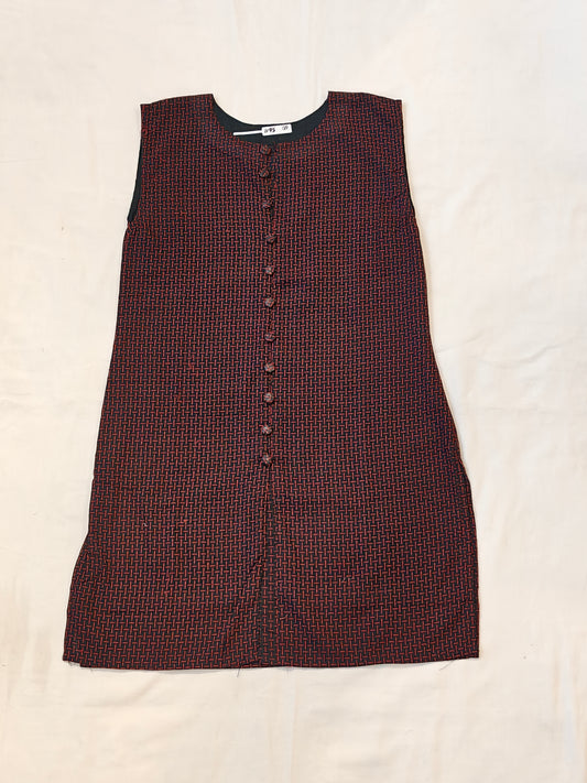 Black and red thread work cotton top