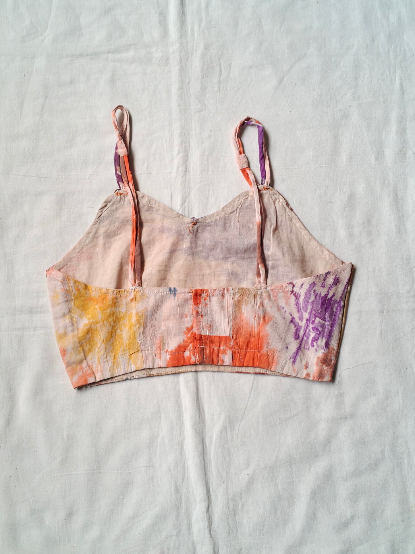 Colourful tie n dye strappy crop top / blouse