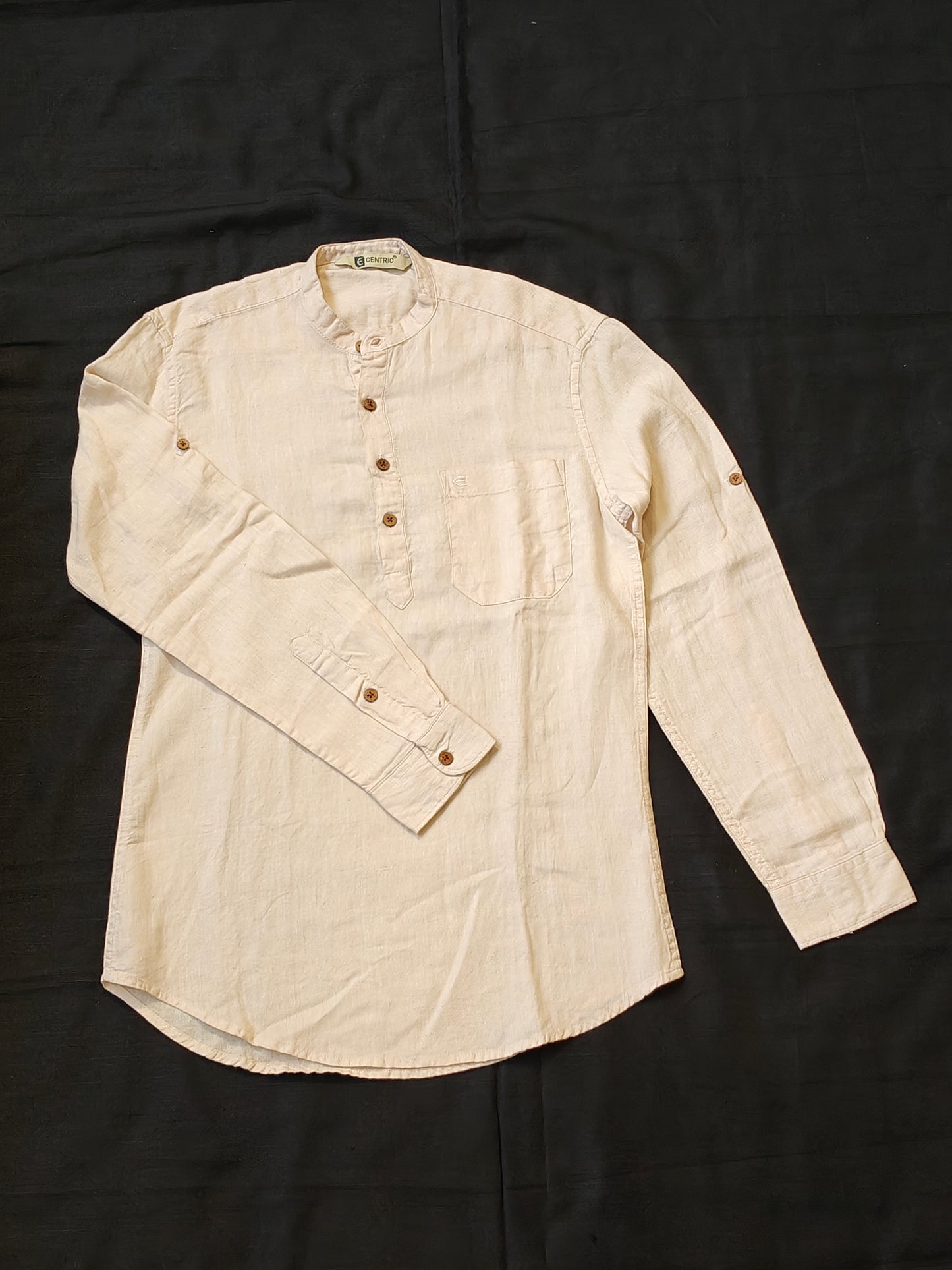 Off white eco friendly hemp short kurta for men