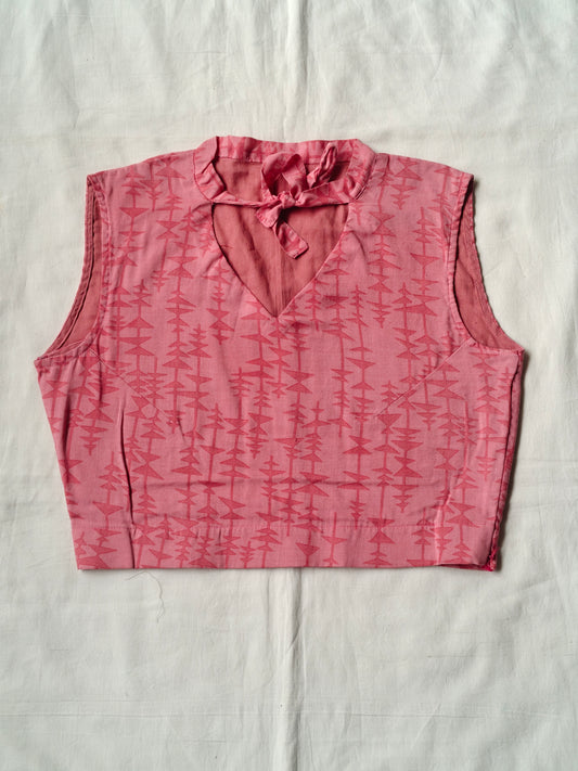 Pink triangular prints soft blouse