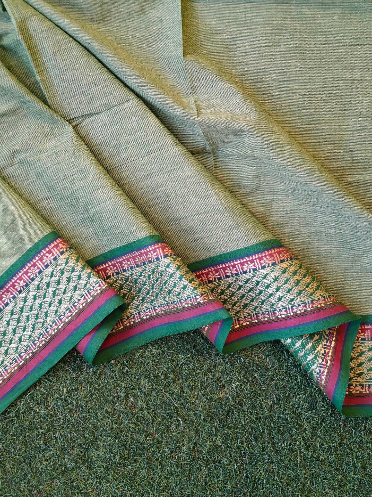 Narayanpet cotton unstitched blouse piece with borders - return gifts for pooja