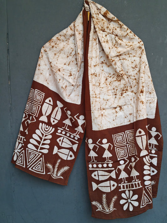 Hand painted wax batik hand crafted cotton stole - click to see designs