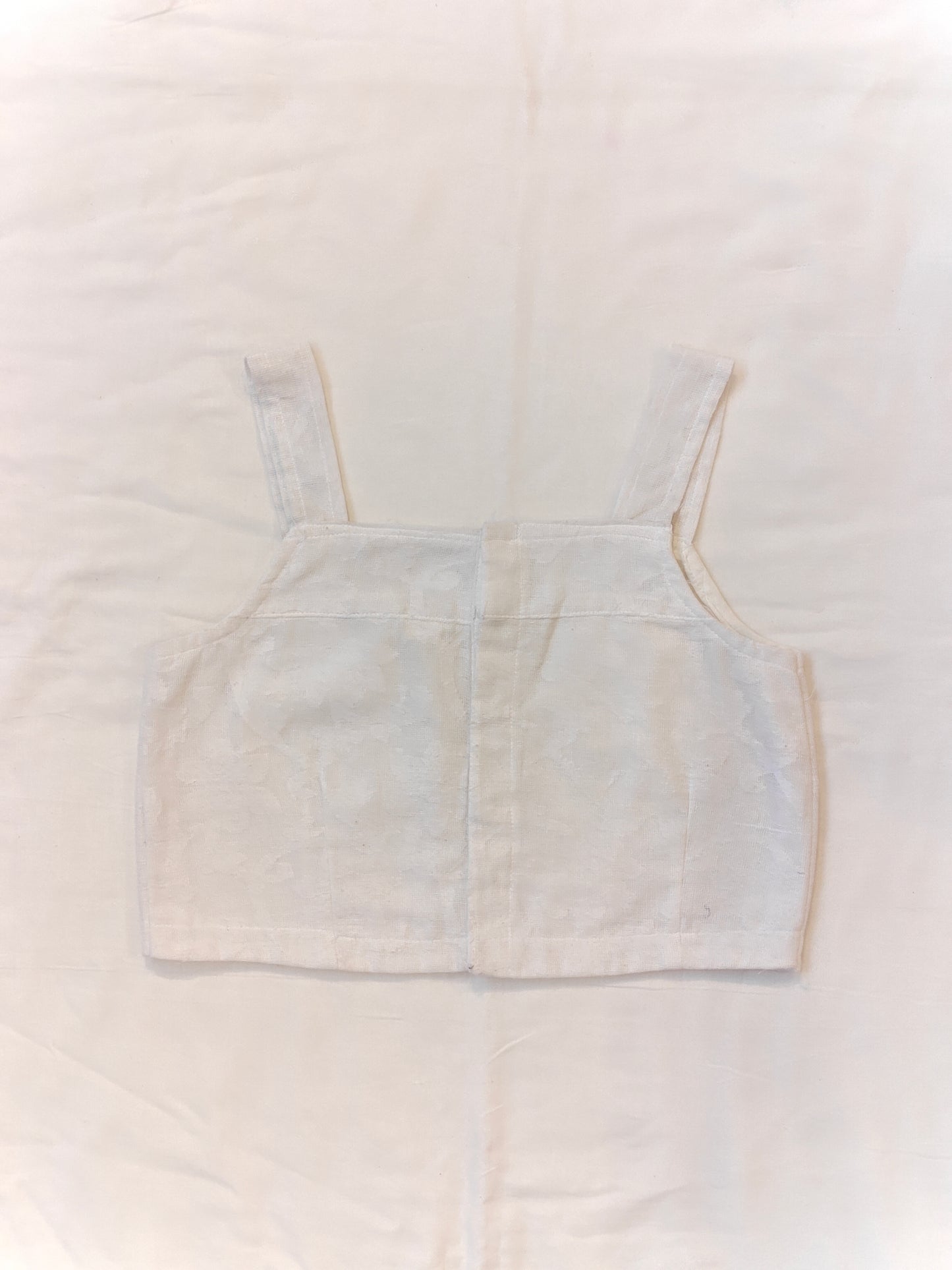White cut work cotton blouse - back open with wide strap sleeves