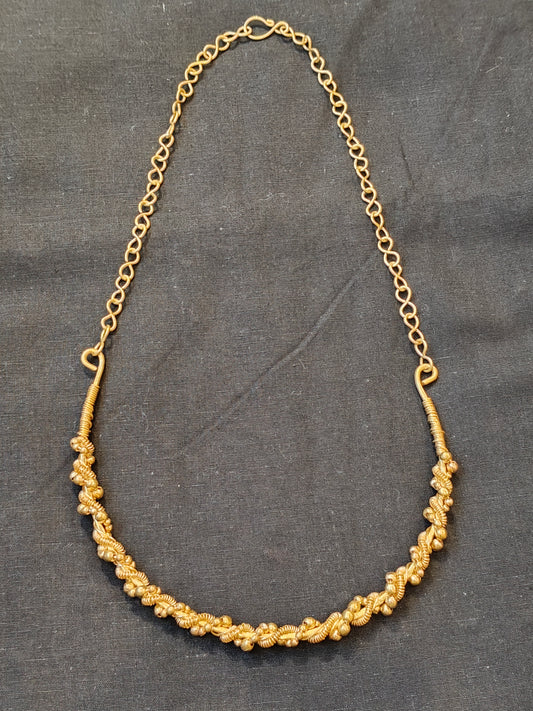 Brass twisted linked design handcrafted neckpiece