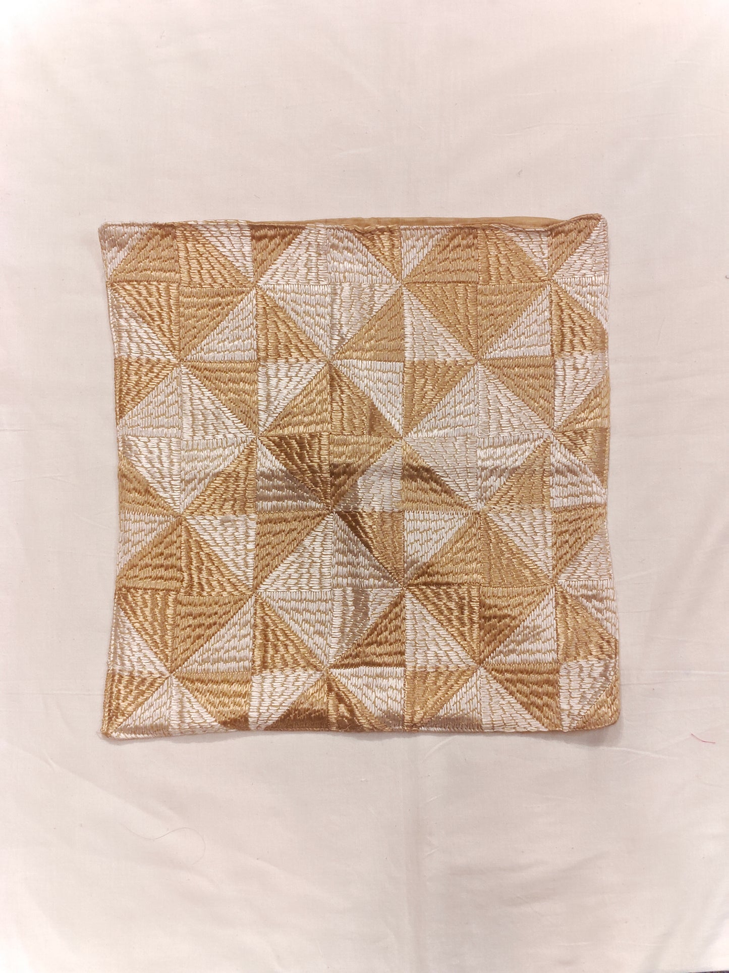 Gold and silver Phulkari embroidered cushion cover