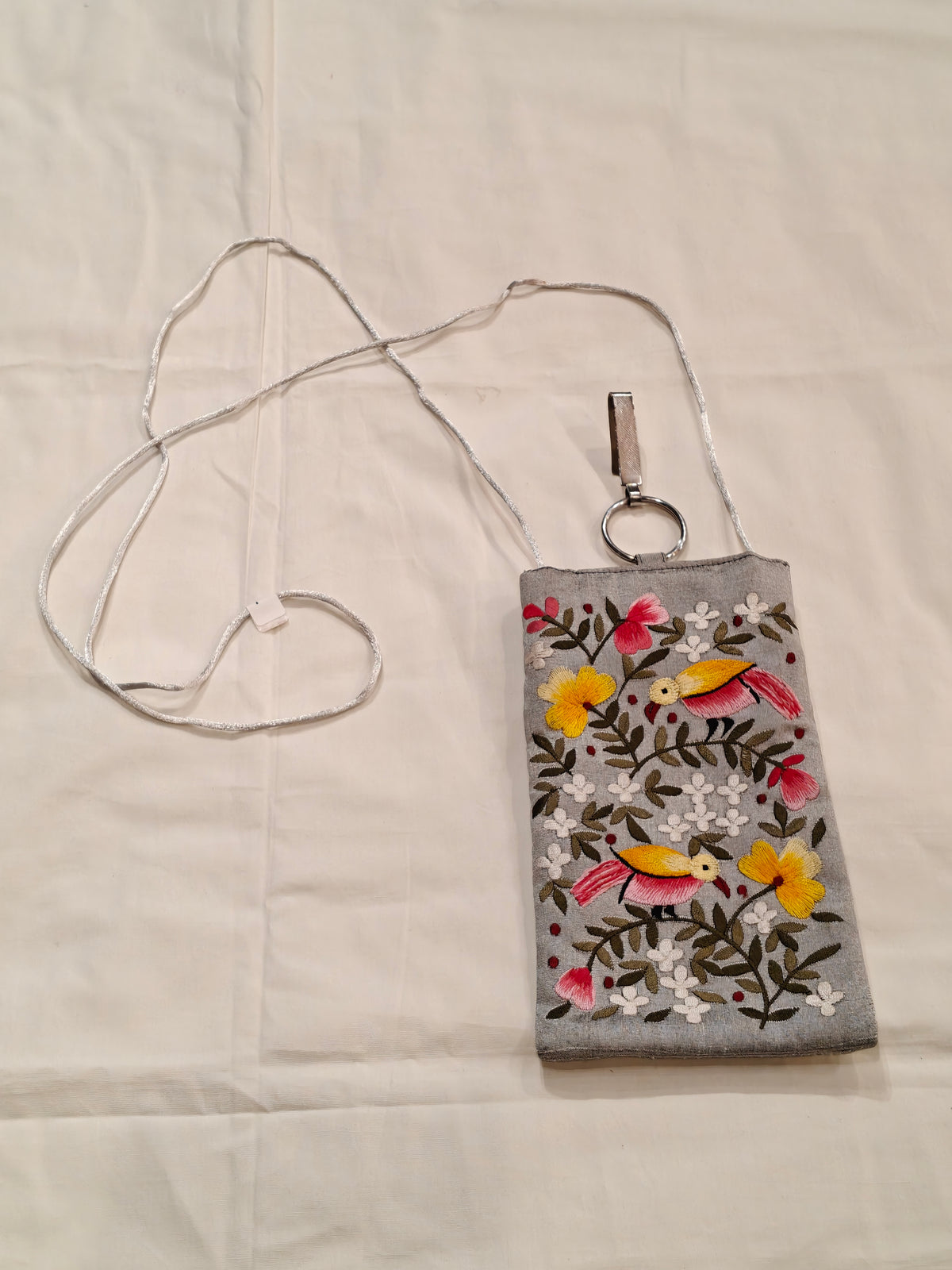 Silk embroidered phone pouches with waist clip on and a sling - multiple options available