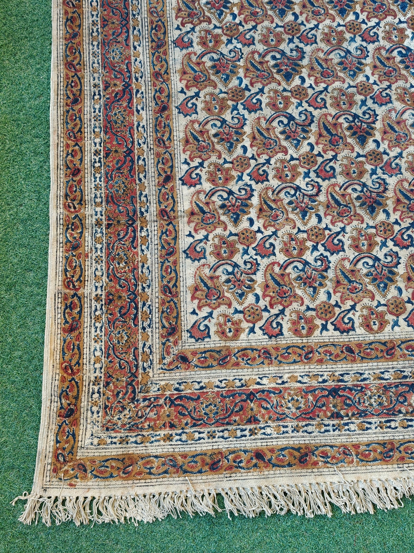 6 × 9 feet cotton Kalamkari hand block printed carpets