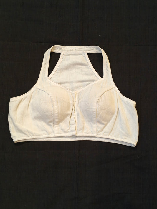 Plain white halter neck cotton blouse