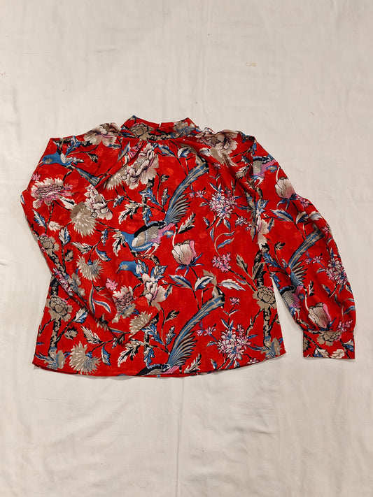 Red jacquard on Satin top