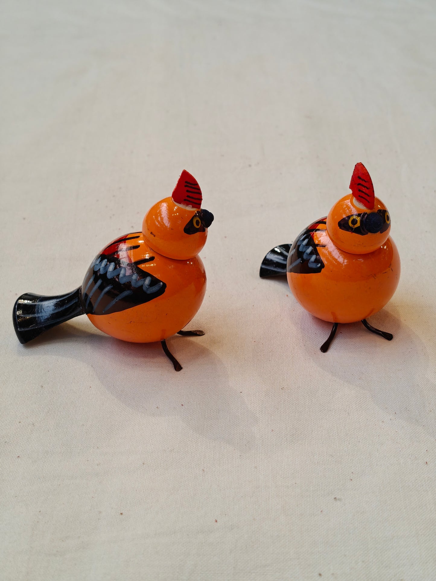 Colourful hand-painted, handcrafted wooden birds - color options available