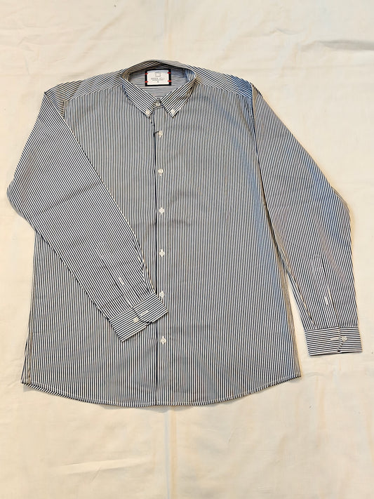 Navy blue and white striped full sleeved shirt for men