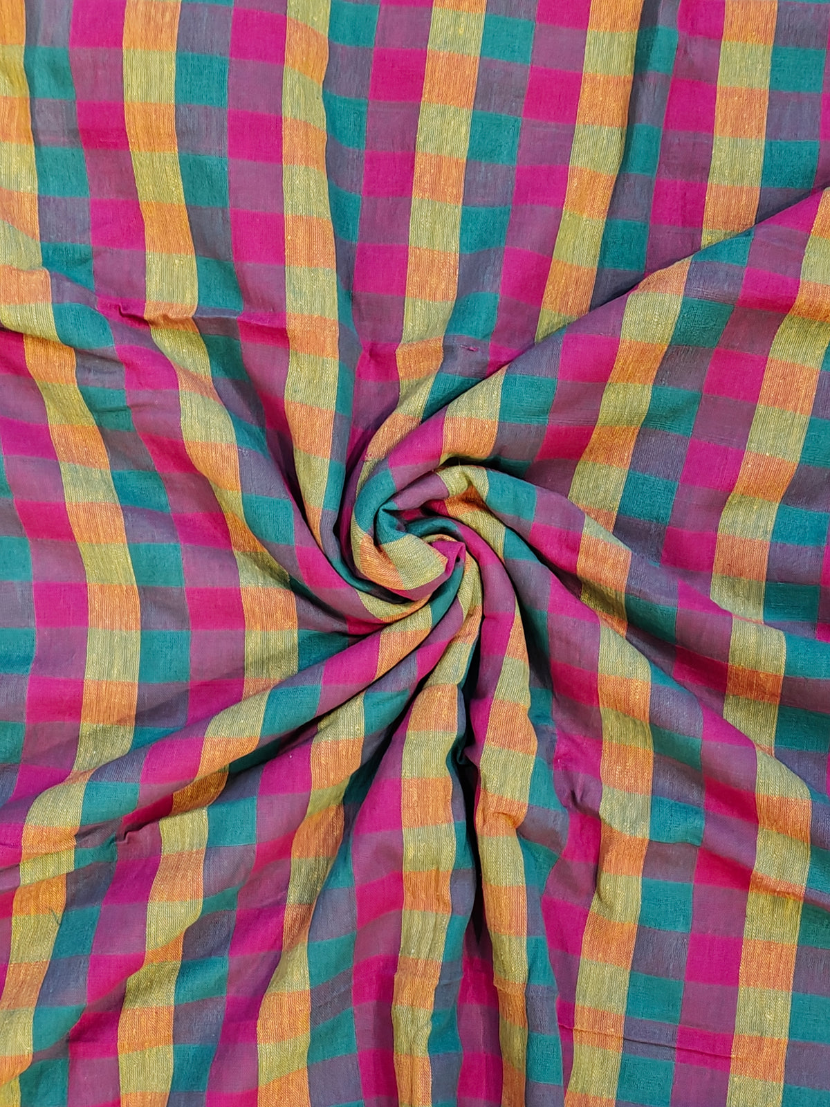 Colorful checkered handloom kala cotton fabric