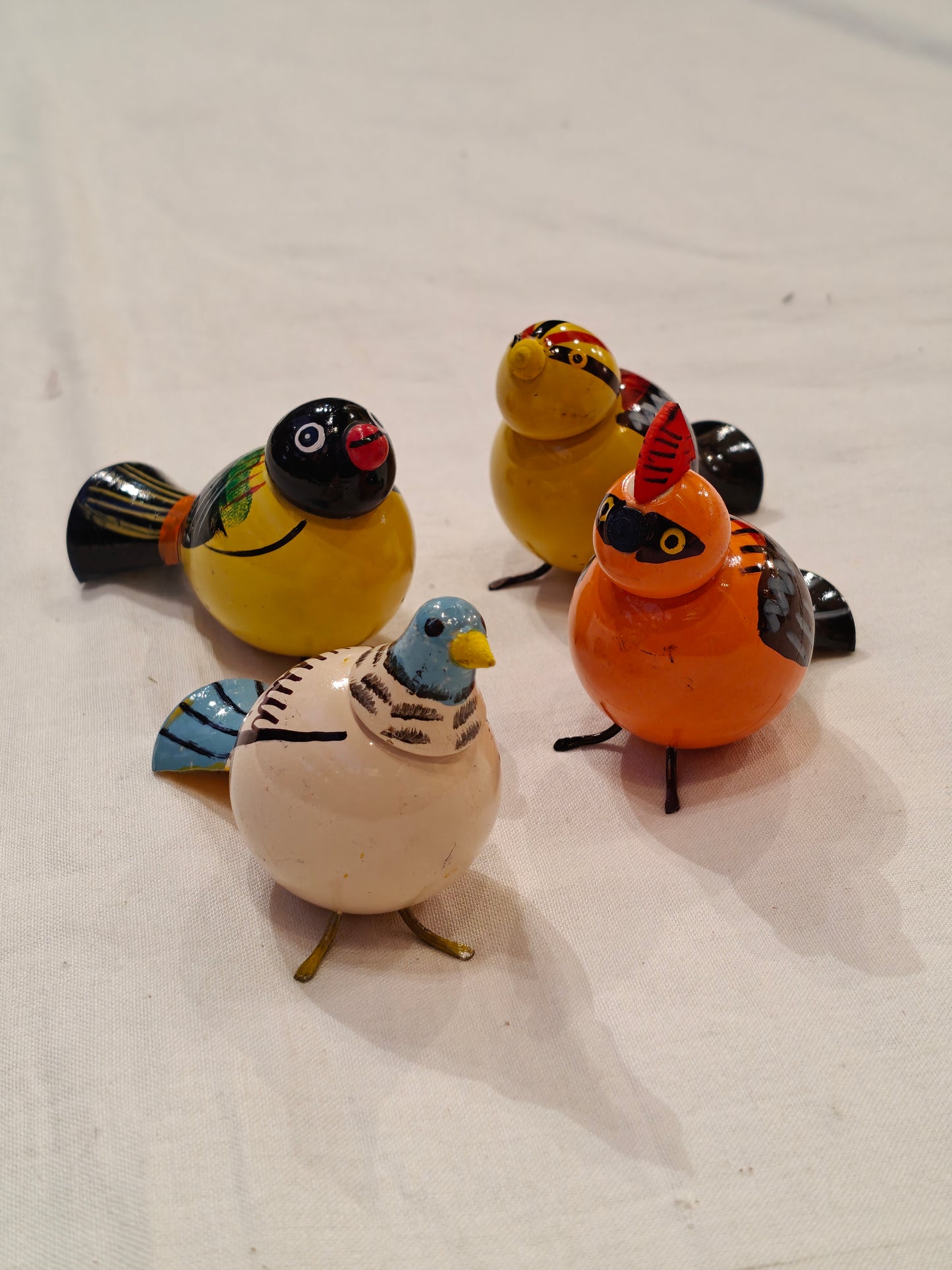 Colourful hand-painted, handcrafted wooden birds - color options available