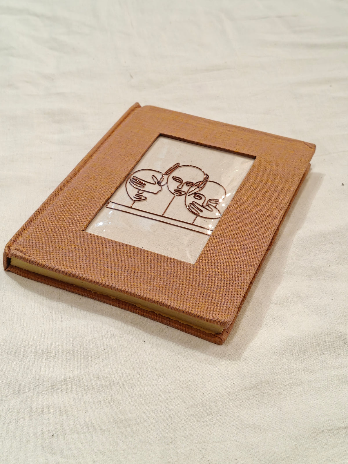 Copper line art covered handmade paper notebook - handcrafted gifts - designs and colors available