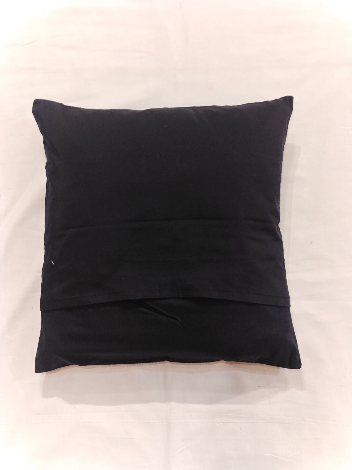 Black cotton cushion cover with hand embroidery