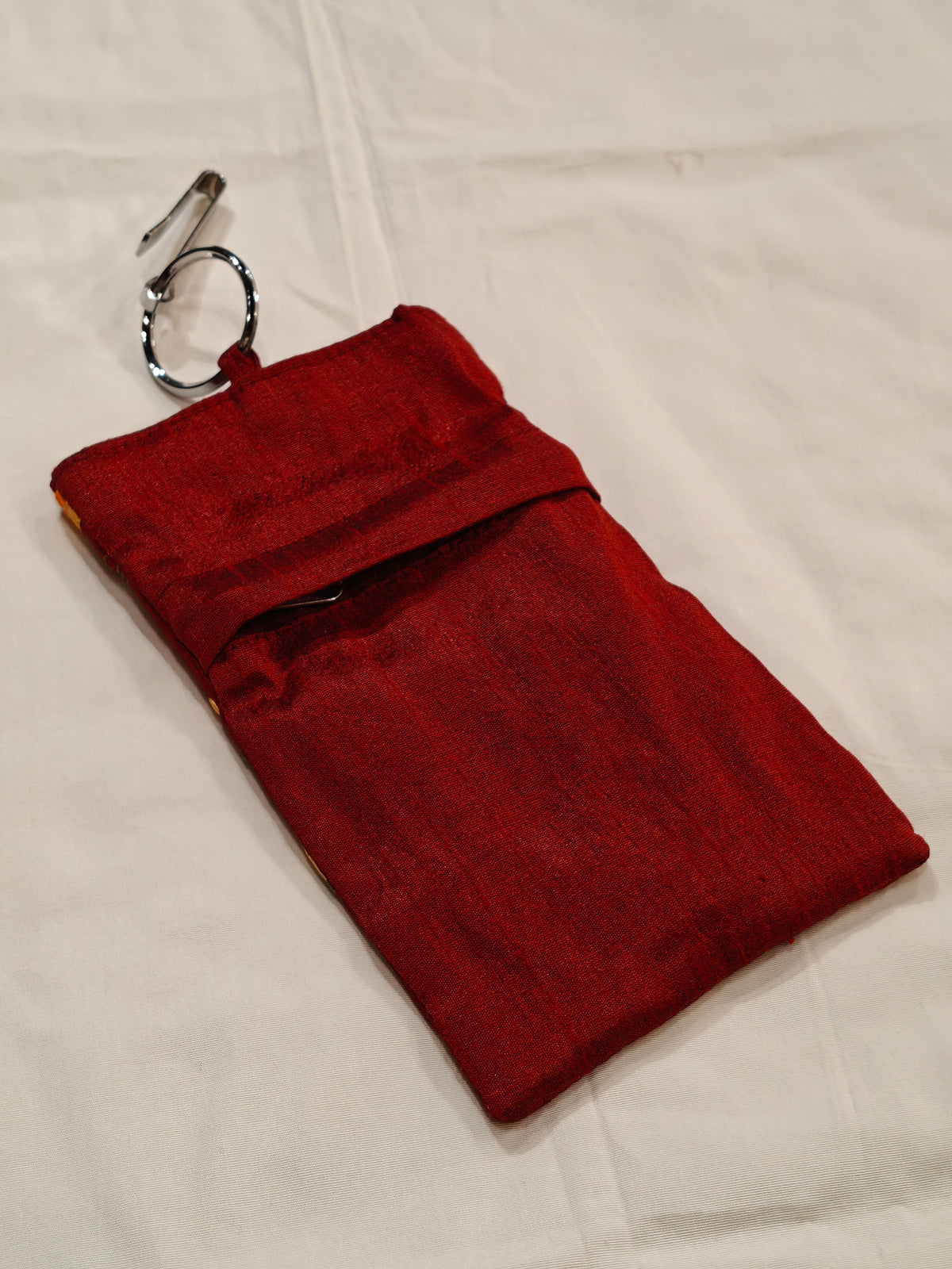 Silk embroidered phone pouches with waist clip on and a sling - multiple options available