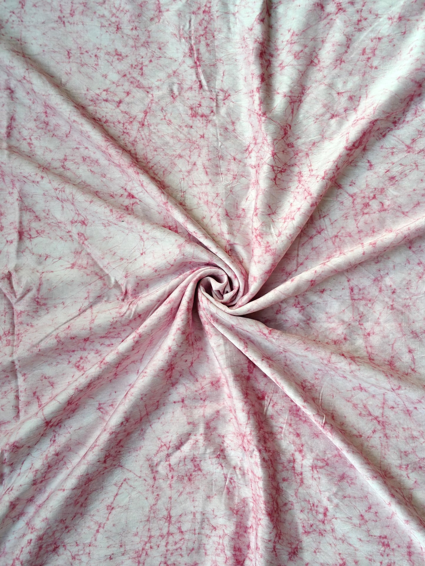 Pink n white batik crackled pattern handloom fabric