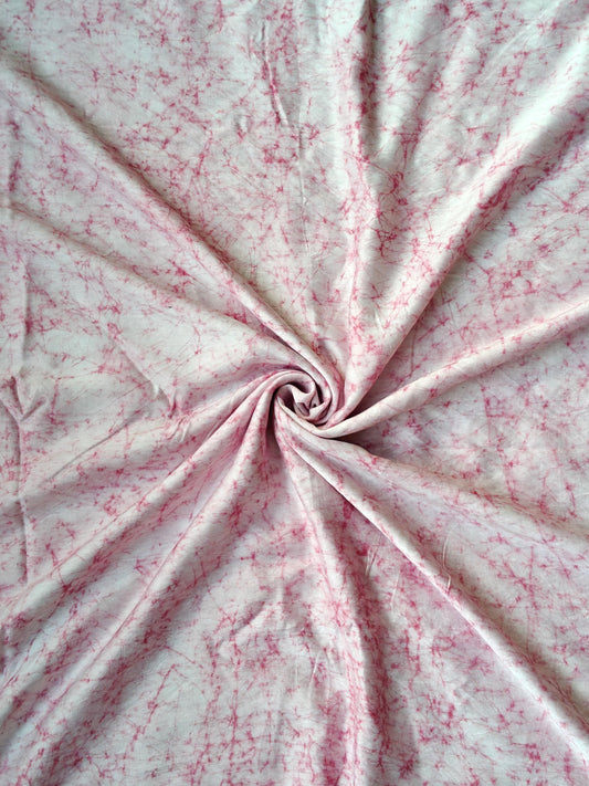 Pink n white batik crackled pattern handloom fabric
