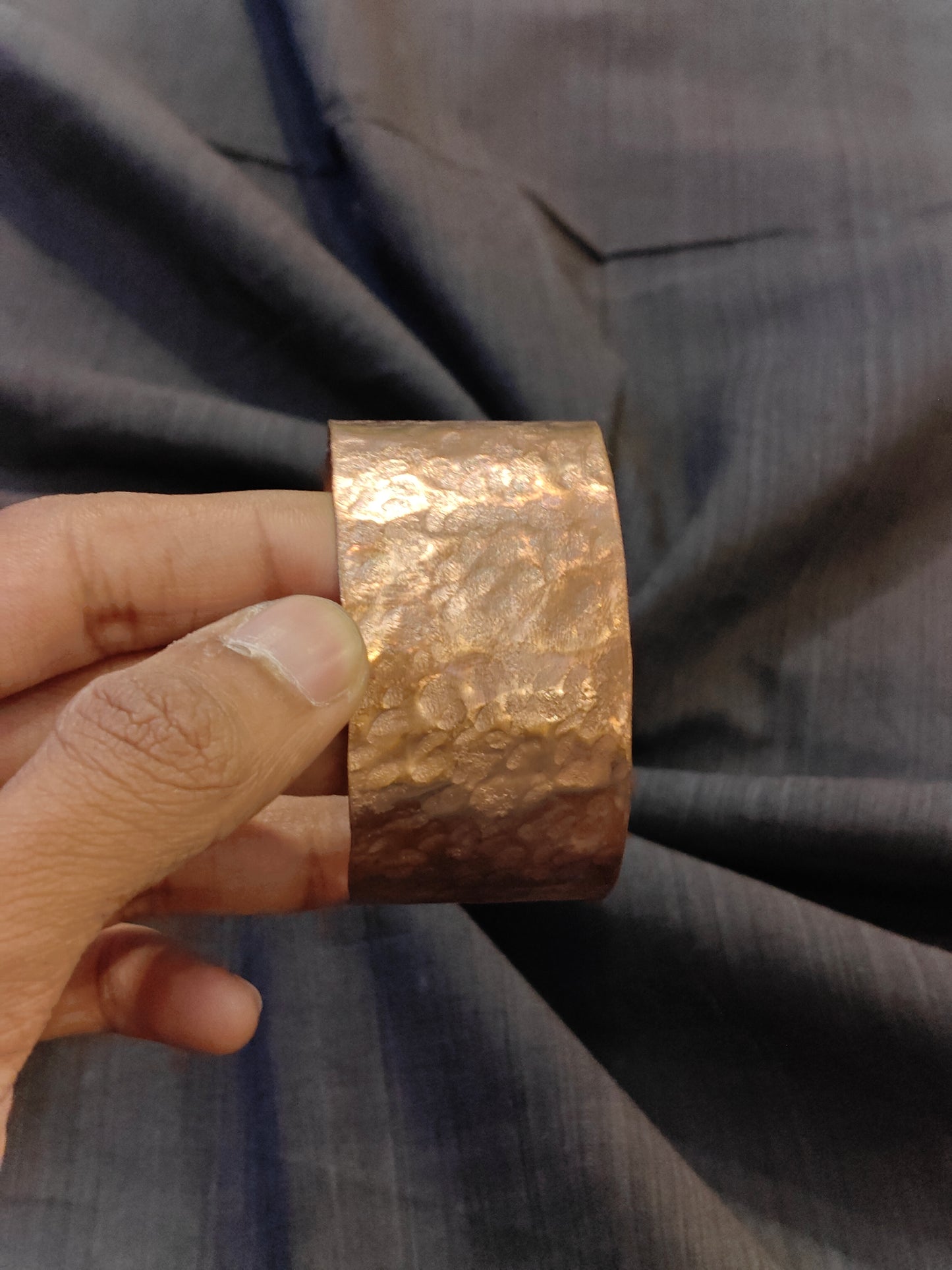 Hammered handcrafted cuff bracelet in copper