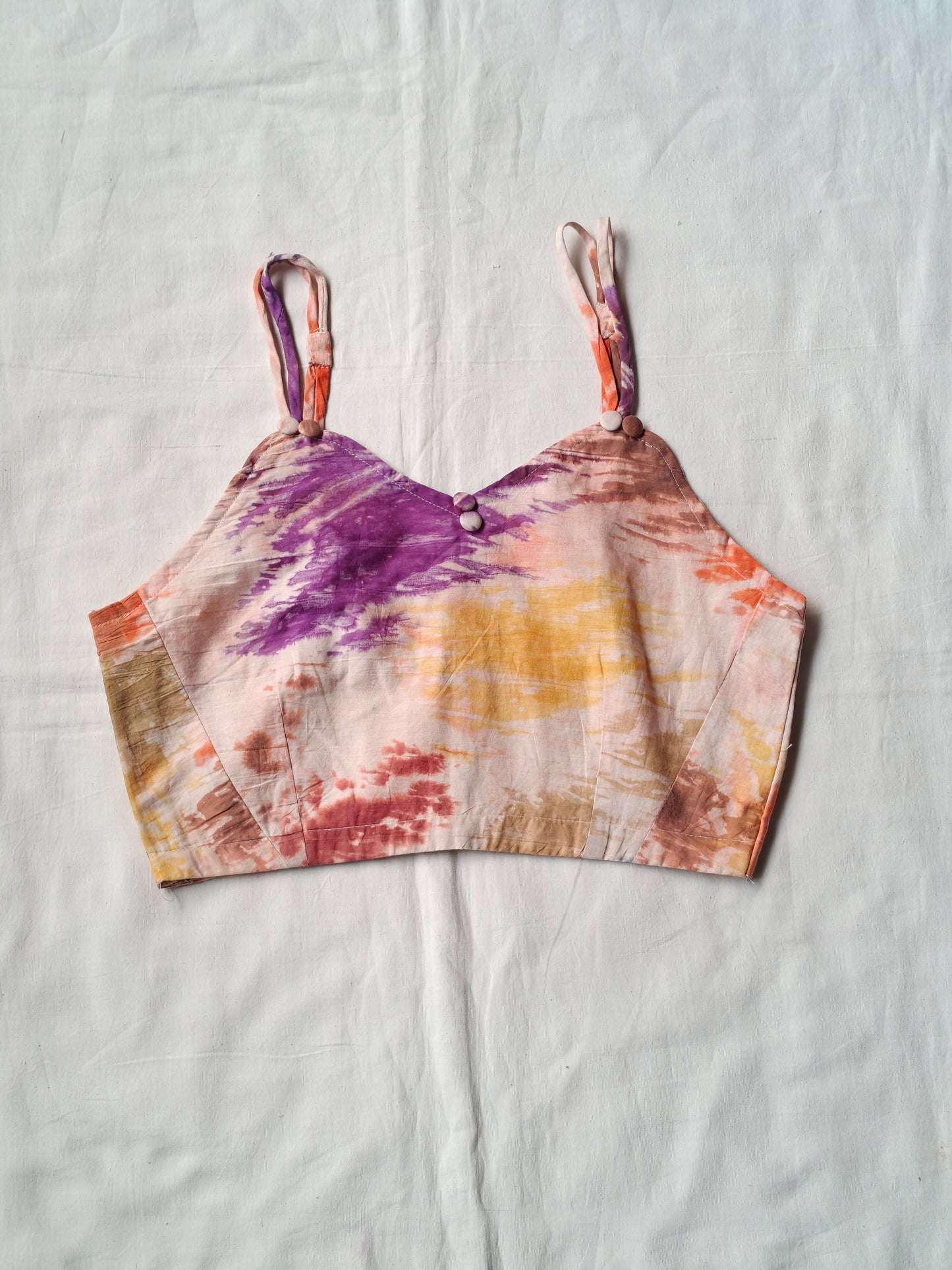 Colourful tie n dye strappy crop top / blouse